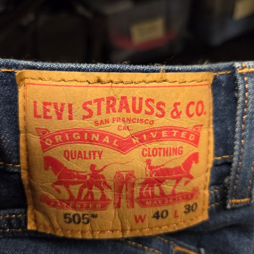 Levi's 505 Regular Fit Jeans 40x30 Blue Flex Stretch Straight Leg Denim - Picture 4 of 8